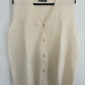 SHEIN Cream V-Neck Button-Up Sweater Vest